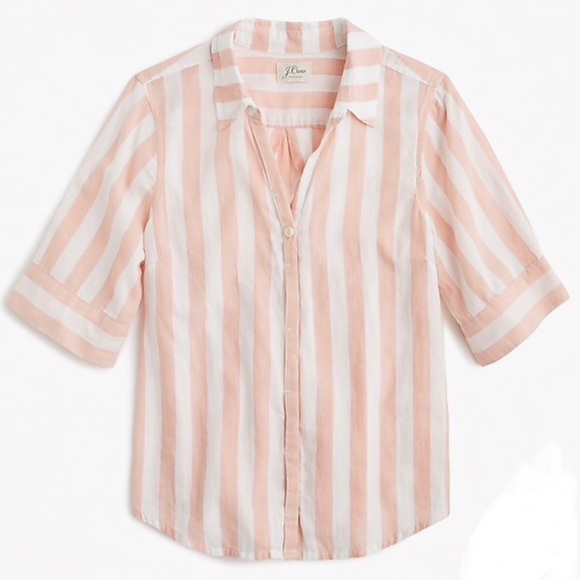 J. Crew Tops - J. Crew Trademark Tall Wide Stripe Button Up Shirt Medium